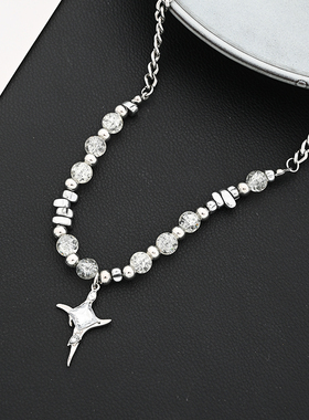 原创裂纹珠星体项链男女高级感