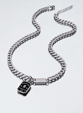 好运铭牌钛钢项链男女ins冷淡风