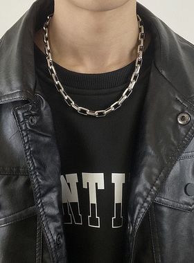 工业风粗古巴项链男嘻哈锁骨链