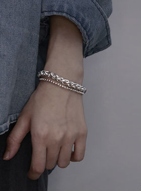 原创设计双层叠戴龙骨手链男