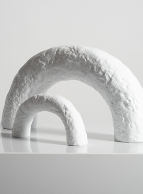 极简白色拱形拱门摆件样板房软装