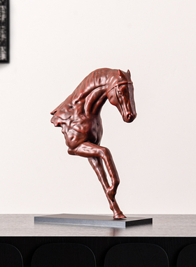 简约现代砖红色马头摆件创意树脂艺术饰品样板间书房书柜装饰摆设