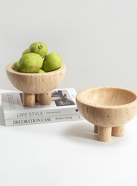 天然客厅收纳盘黄洞石创意