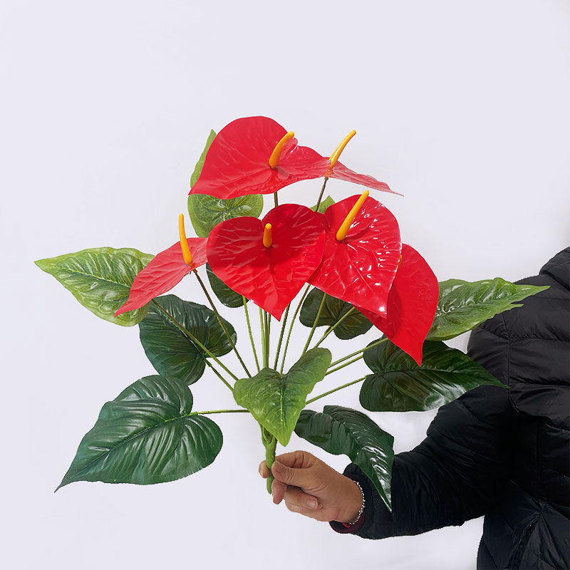 红掌一束手工成品花束一品红花箱塑胶假花装饰花卉仿真花高档摆设,淘宝优惠券,粉丝福利购,淘宝优惠卷