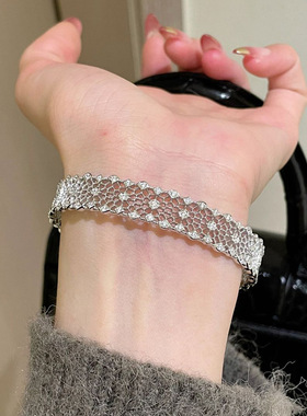 新中式蕾丝镂空满钻手镯女手环款