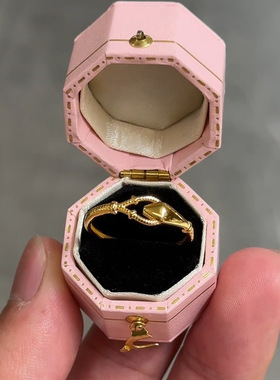 新中式灵蛇衔尾戒指开口指环饰品