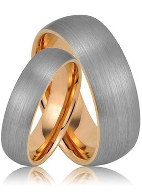 婚戒玫瑰欧美经典永恒宽内孔18K拉丝金戒指6电镀金戒指钨球面