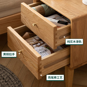 纯实木床头柜北欧储物柜现代简约红橡木床边小柜子