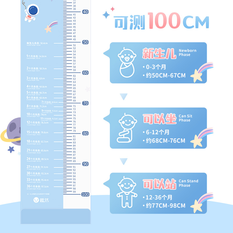 婴儿身高测量仪神器宝宝直角标尺可移动体重新生儿量脚器量身高垫-图1