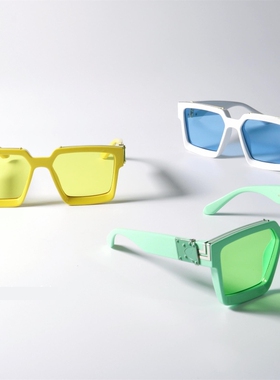 马卡龙配色方形粗框眼镜UV400防紫外线配宫廷风朋克太阳眼镜