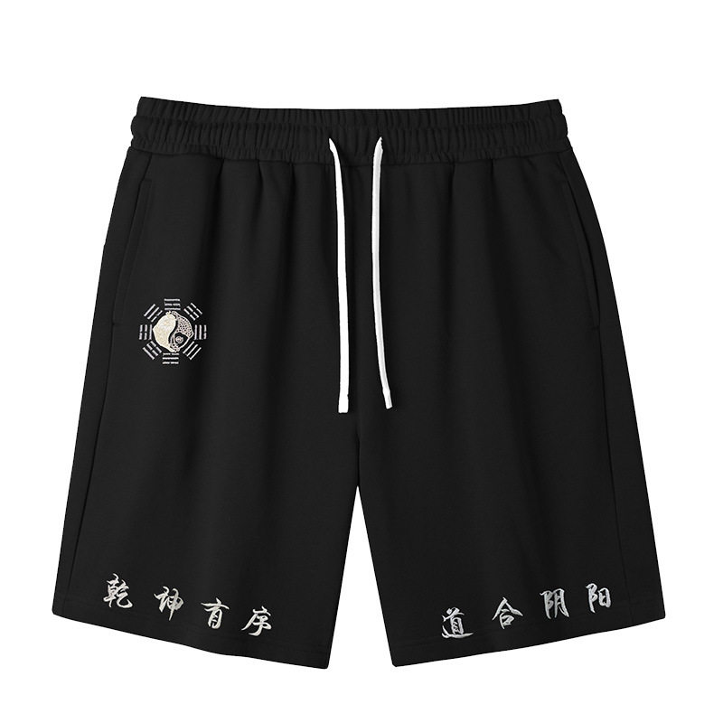 2025夏季男士国潮刺绣潮牌宽松直筒五分卫裤潮流休闲运动中裤短裤,淘宝优惠券,粉丝福利购,淘宝优惠卷