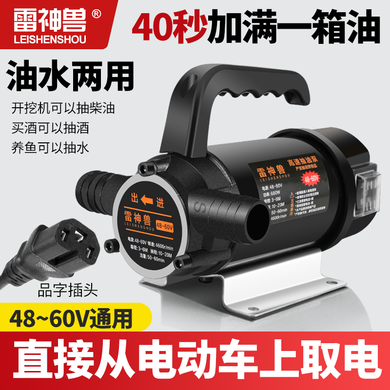 油水两用抽水泵抽油泵家用12V24V48V60V220V小型水泵插电直流油泵 - 图1