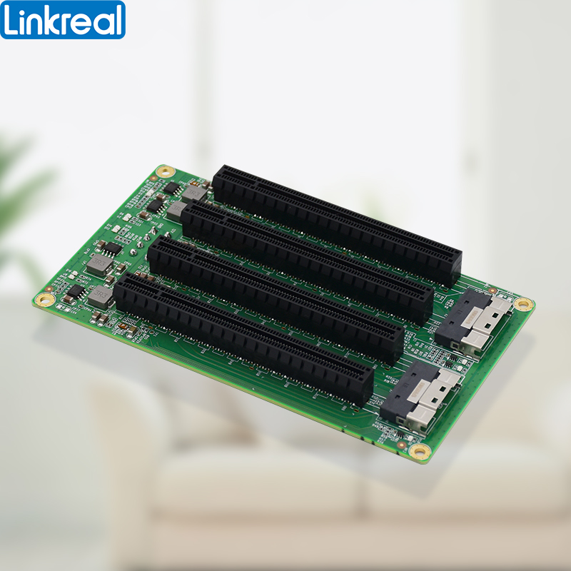 Linkreal PCIe4.0扩展坞 SFF-8654 8i转4个PCIex16插槽扩展卡 - 图0