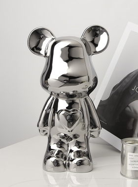 新款贝汉美轻奢暴力熊摆件客厅电视柜酒柜卡通爱心熊公仔软装饰品