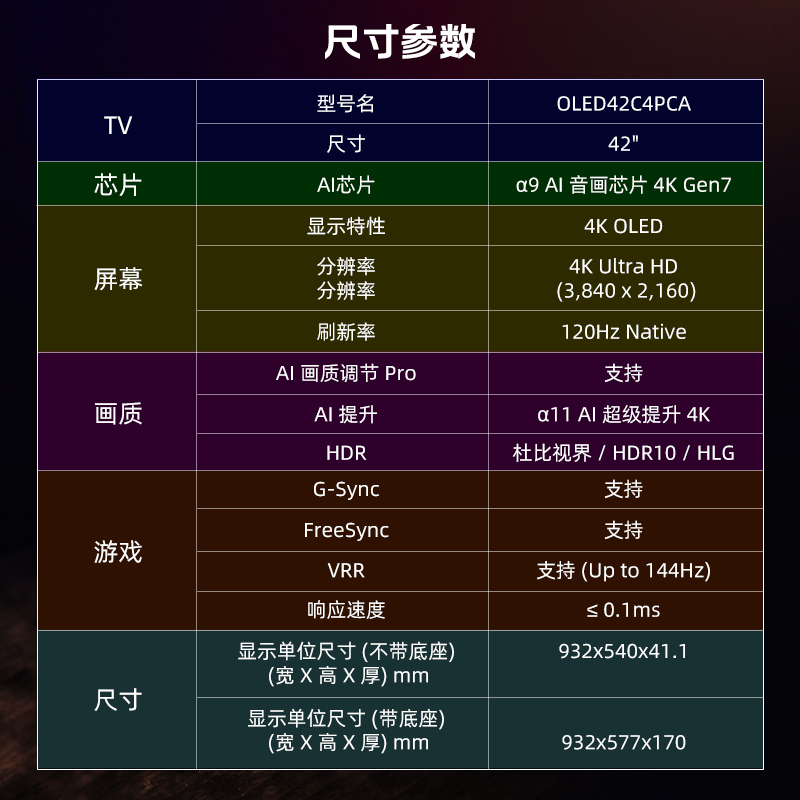 LG OLED42C4PCA电竞游戏显示器平板电视机智能高清42/48/55C4/G4 - 图3