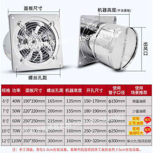 出租房排气扇抽油烟机家用抽风机强力排风扇强力换气扇柴火土灶商 - 图1