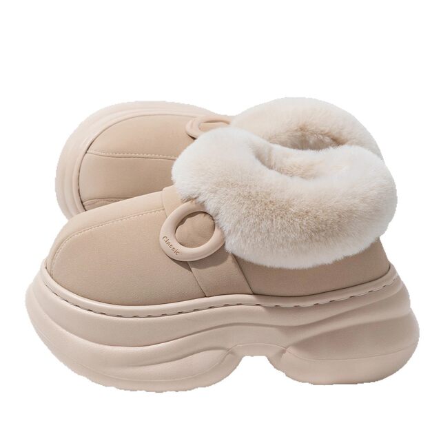 Thick-soled cotton shoes for women 2025 winter can be worn outside, plush, warm and non-slip home cotton slippers for women