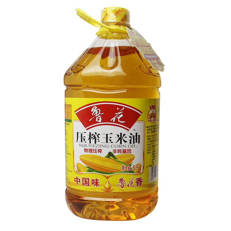 24年01月产鲁花压榨玉米油5L非转基因食用油家用大桶油五升炒菜油 - 图0