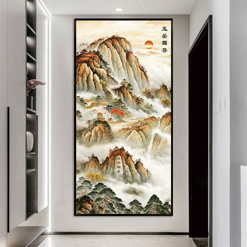自粘山水画进门墙壁装饰画贴纸竖版壁画走廊过道玄关背景墙壁贴画,淘宝优惠券,粉丝福利购,淘宝优惠卷