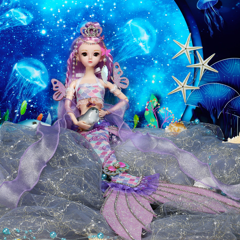 美人鱼娃娃玩偶套装梦幻小女孩生日礼物玩具爱莎人鱼公主精致礼盒-图0