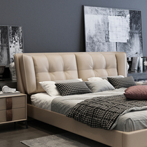 A bedside soft bag relies on the back plate solid wood emulation ultra-slim leather new Nordic modern minimalist floor customised single buy