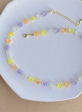 小清新串珠项链甜美少女雏菊花朵颈链ins网红项圈可爱小众锁骨链