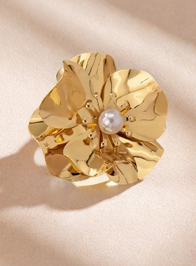 欧美跨境货源时尚优雅复古立体花朵戒指夸张小众设计感指环女士