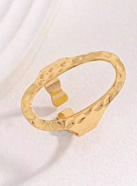 椭圆可调节极简镂空大小戒指套装