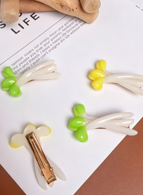 黄豆芽发夹绿豆仿真食物食玩搞怪创意侧边夹子儿童女小众头饰发饰