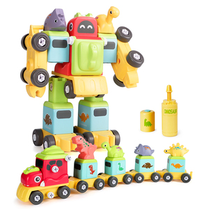 儿童机器人玩具火车变形恐龙益智拼装积木圣诞3岁男孩女生日礼物6