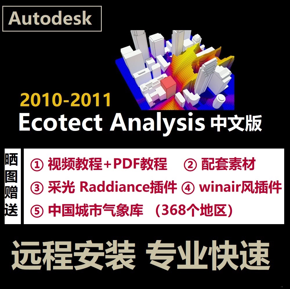 Ecotect Analysis 2011软件远程安装中文版英文汉化建筑生态性能-图0