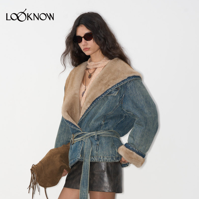 徐艺洋同款IF BY LAND X LOOKNOW2025秋季新款蓝色腰带连帽外套女,淘宝优惠券,粉丝福利购,淘宝优惠卷