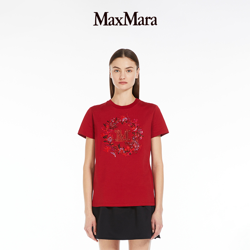 【春夏新降】MaxMara2024春夏新品棉质圆领T恤1941014106&-图1