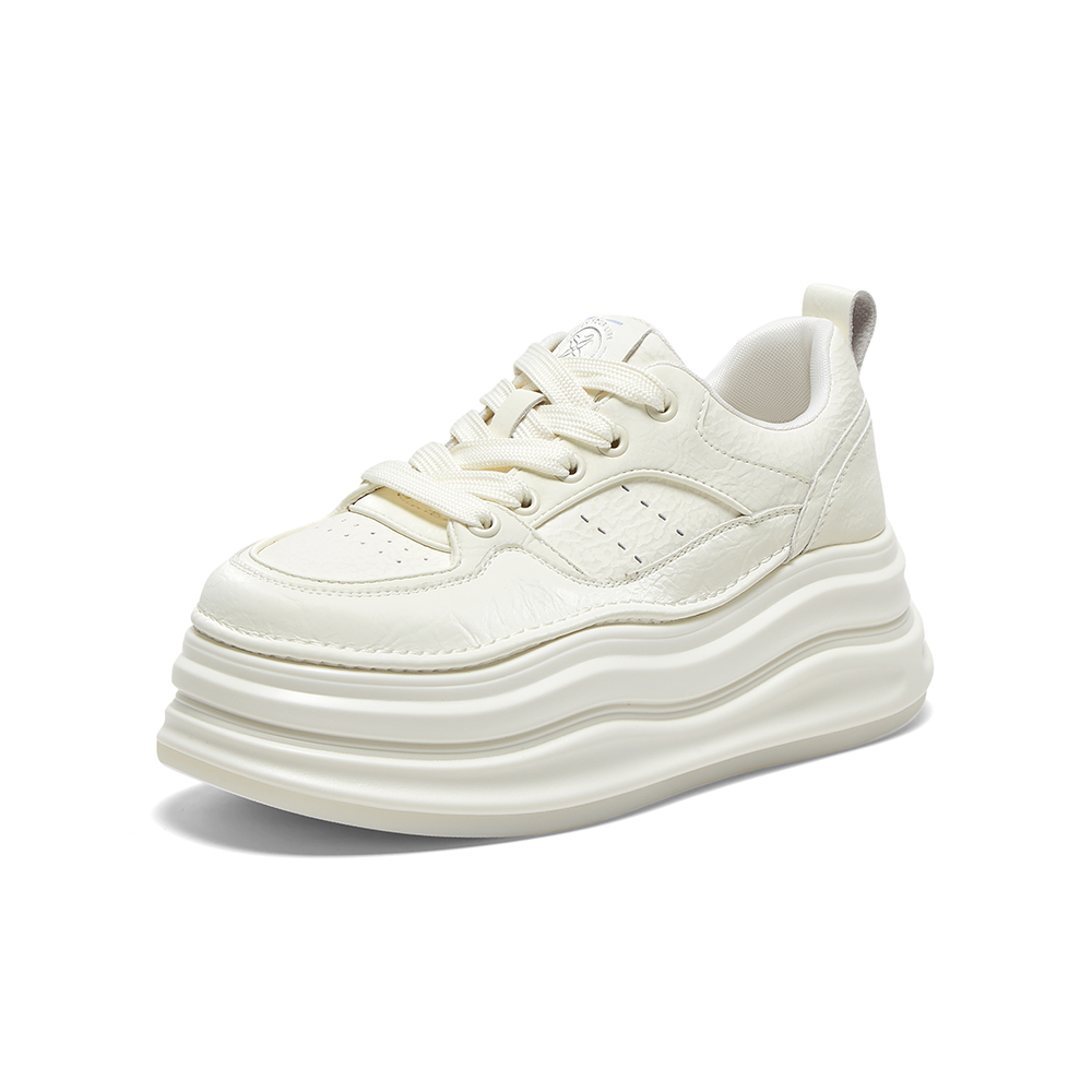 百思图2025春商场新款小白鞋板鞋厚底松糕鞋女休闲鞋X0061AM5 - 图2