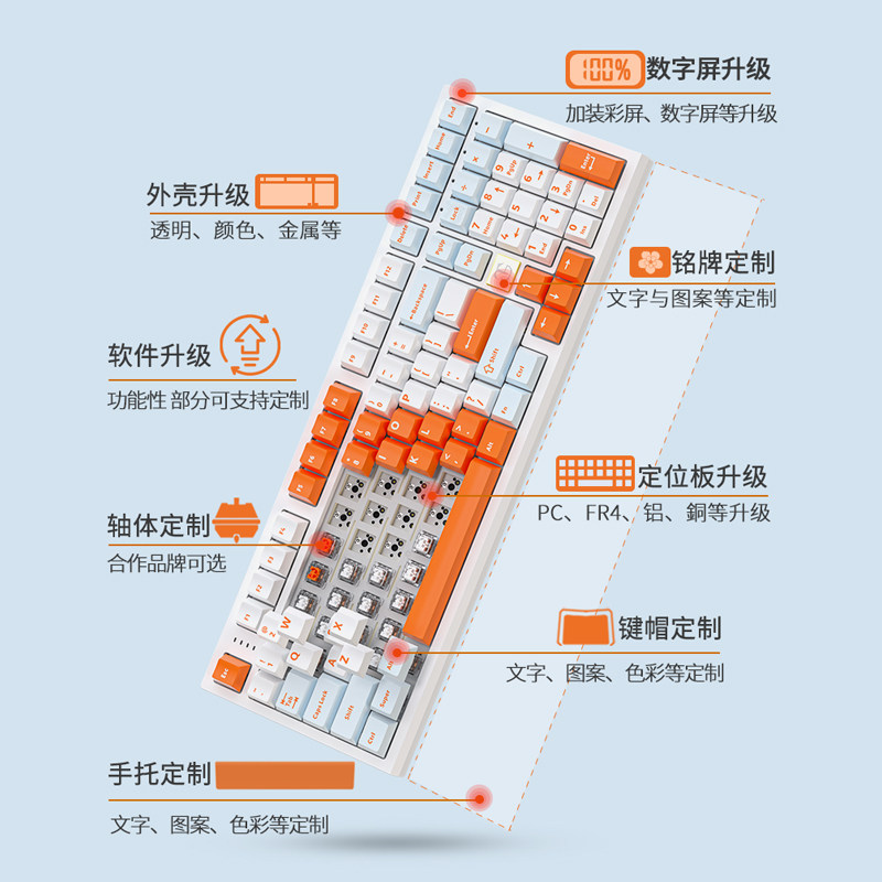 TOGAR图阁T9无线三模蓝牙98侧刻GASKET热插拔电脑游戏RGB机械键盘