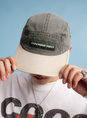 CoosRetro 美式复古水洗做旧拼色棒球帽男女街头潮牌软顶鸭舌帽子