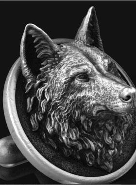 狼头男士欧美个性动物手工装饰法式复古袖口扣戒指衬衫配件金属头