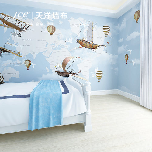 天洋墙布无缝全屋壁布儿童房定制壁画男女孩卧室童趣卡通 含安装 - 图0