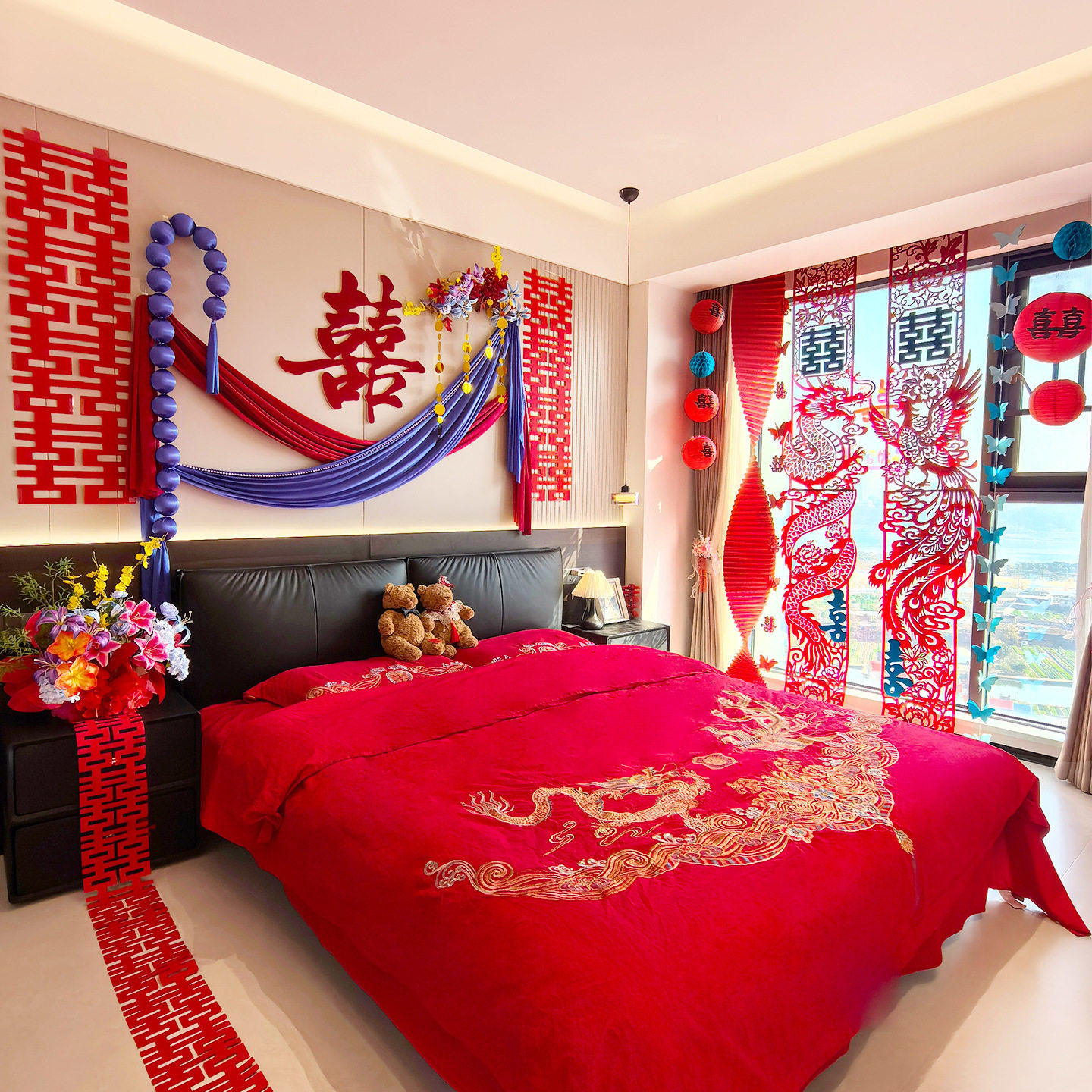 结婚布置喜字背景装饰男女方婚房客厅卧室床头喜庆氛围中式囍字贴,淘宝优惠券,粉丝福利购,淘宝优惠卷