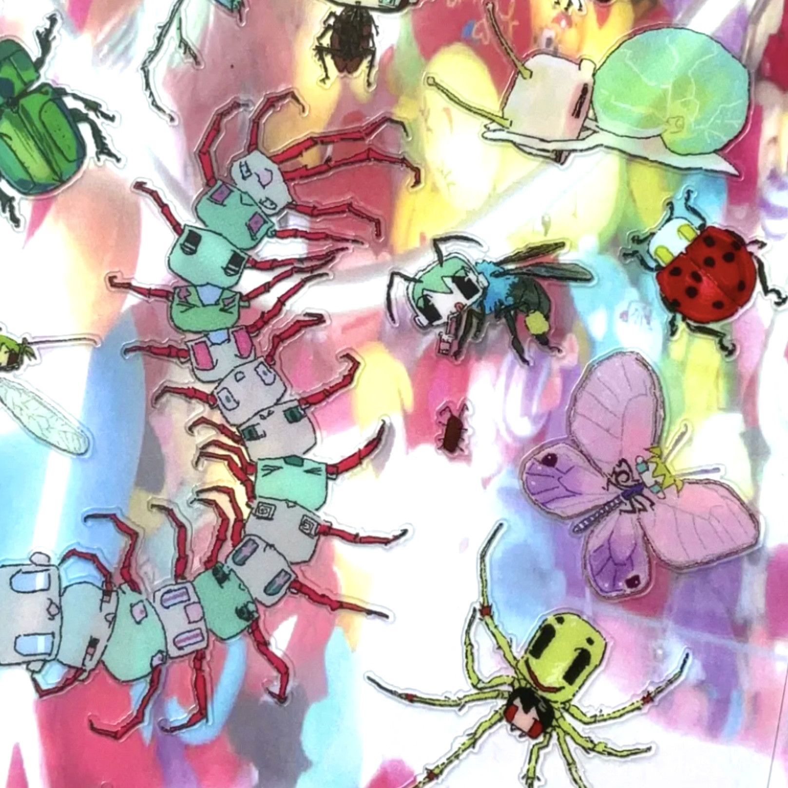 梦核-虫子入侵-7点45插画师原创插画二次元透亮亚膜贴纸,淘宝优惠券,粉丝福利购,淘宝优惠卷