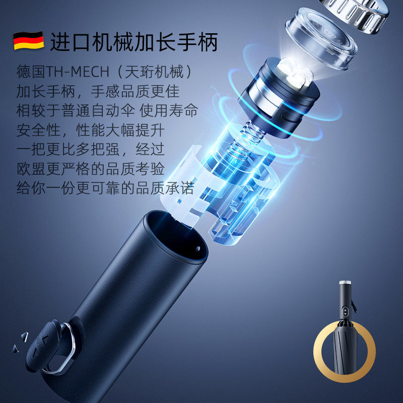 德国天珩Thmech进口骨加厚加大加固抗风暴全自动雨伞男反向机械伞