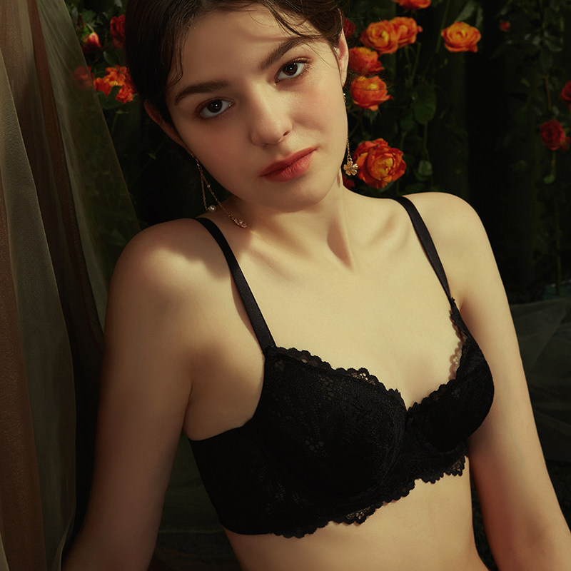 法式性感蕾丝聚拢兔耳杯收副乳内衣 法天妮文胸
