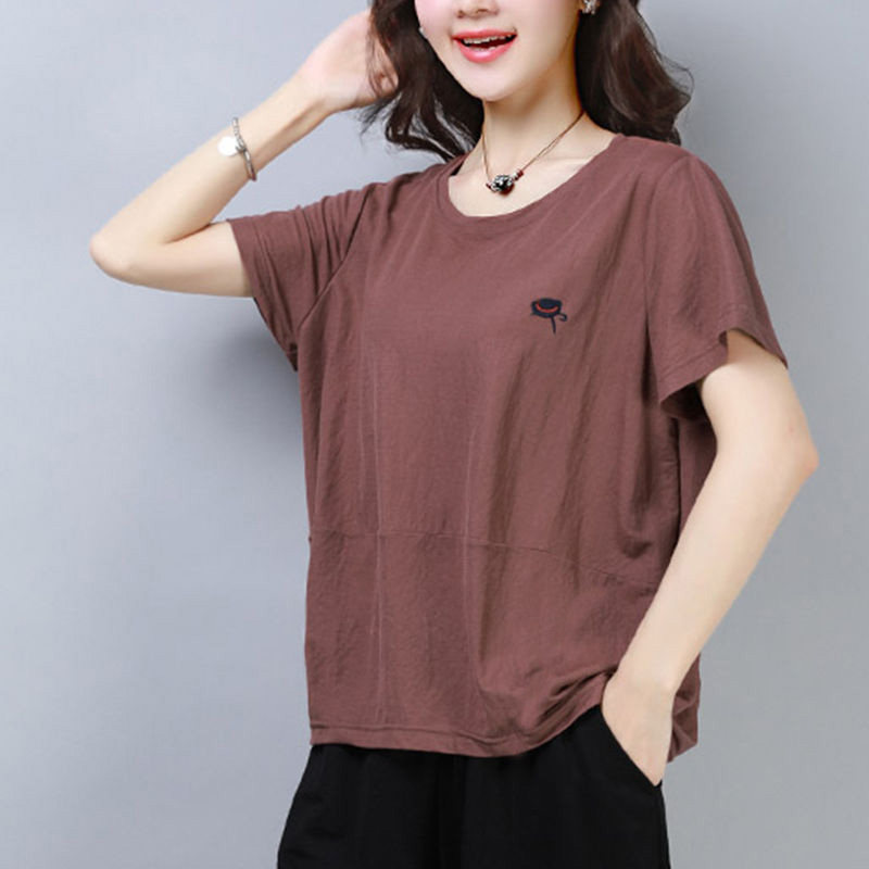 单件/两件装宽松大码女装短袖t恤女新款中年女士妈妈装打底衫上衣