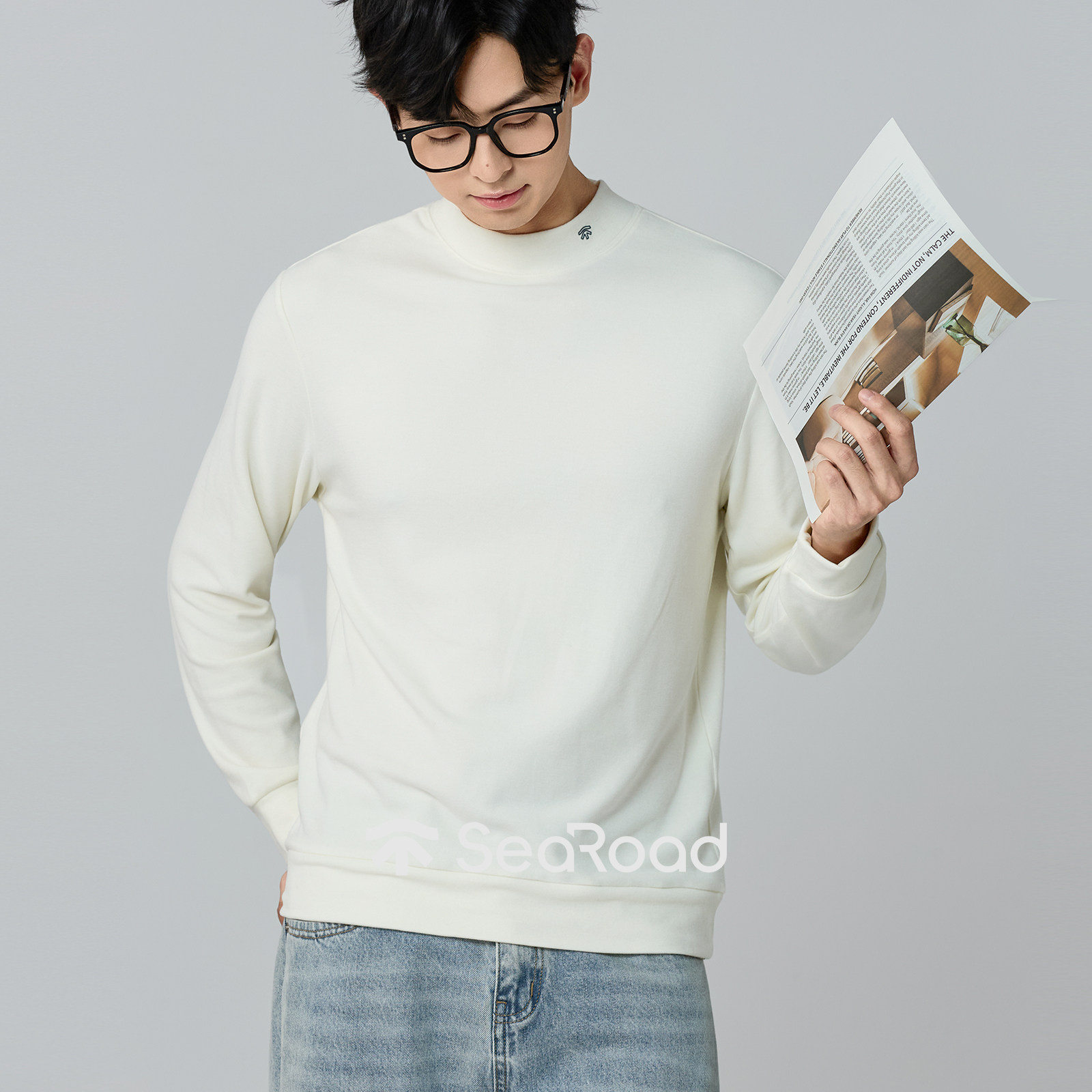 海上公路小烫标长袖T恤男士秋季微修身半高领保暖休闲内搭打底衫,淘宝优惠券,粉丝福利购,淘宝优惠卷