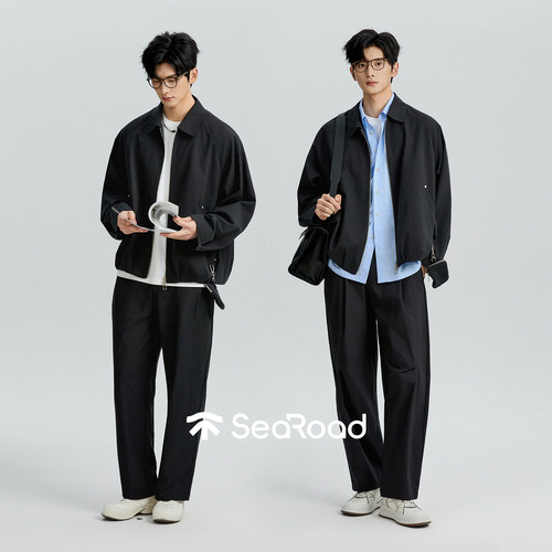 海上公路小包设计感夹克男士春季插肩袖大阔版松弛休闲通勤外套 - 图3