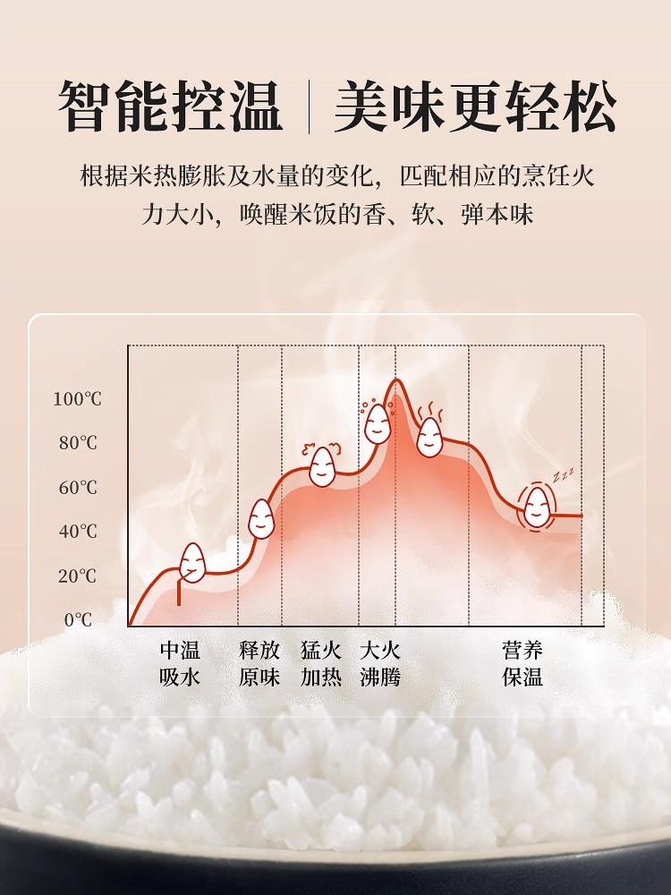 欧德米亚真陶瓷内胆电饭煲家用4-8人无涂层大容量煲仔饭电饭锅5升-图3