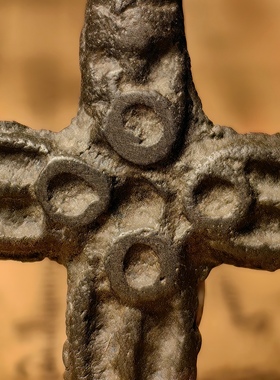 藏地实修【汉·天铁托甲黑漆古十字金刚杵】高等级法器流行饰品