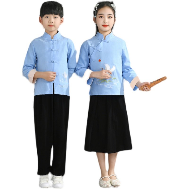 六一儿童国学服男女童春秋朗诵汉服 袖茗民族服装/舞台装