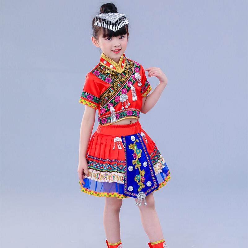 民族服装儿童苗族壮族纳西族藏族 袖茗民族服装/舞台装
