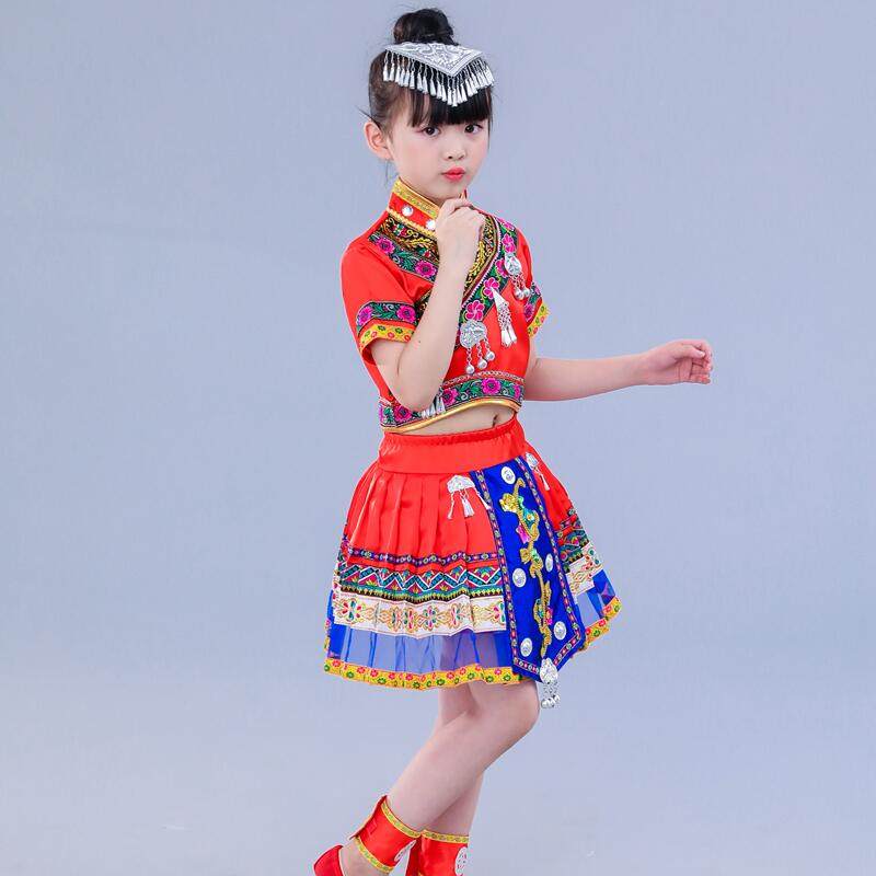 民族服装儿童苗族壮族纳西族藏族 袖茗民族服装/舞台装